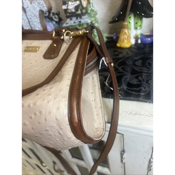 Brahmin Ostrich Arden Convertible Shoulder Satchel Golden Brown Crossbody - Picture 8 of 16